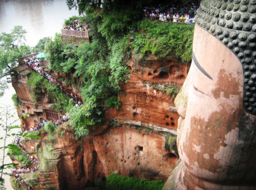 The profile of the Leshan Giant Buddha.