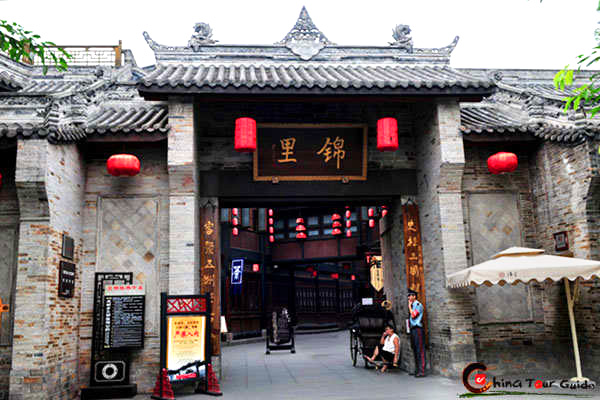 Jinli Ancient Street is well-decorated by red lantern at night.