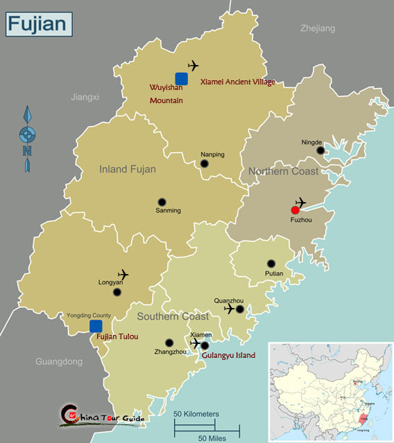 Fujian Airports Map