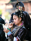 Guizhou Dong girl doing sewing