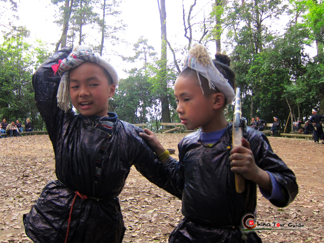 little boys in basha miao village