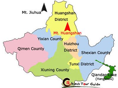 Image result for map of huangshan