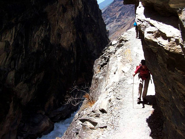 torrent under hiker's foot