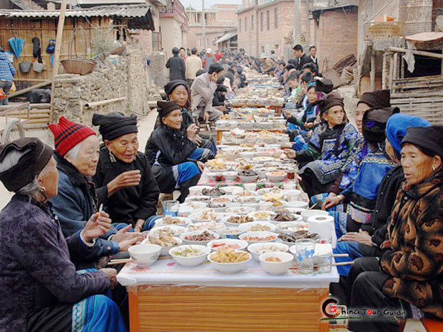 Long Street Banquet in Yuanyang, Yunnan province